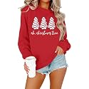 BANGELY Christmas Sweatshirt Women Christmas Tree Cake Graphic Sweater Shirts Xmas Holiday Pullover Cute Long Sleeve Tops