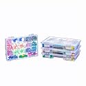 4 Pack Clear Plastic Storage Organizer Box with 15 Adjustable Dividers and 3 Fixed Sections, Portable Carrying Case with Handle and Hinged Lid for Art, Craft Supplies, Small Parts, Tackle