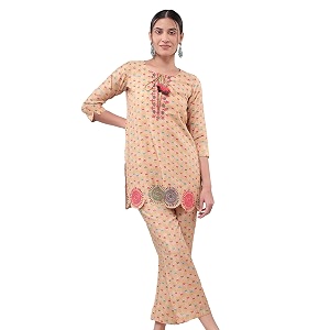 bani women solid co-ord set kutri and trouser set 2 piece outfit 34 sleeves collar v neck coord sets