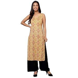 Bani Women Straight Sleeveless Cotton Kurta for