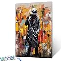 Banksy A Boy Carrying a Backpack Oil Painting Street Graffiti Photo Wall Digital Oil Painting 16 x 20 inch Best Gift for Kids Students Adults Beginner with Brushes and Acrylic Pigment (DIY Frame)