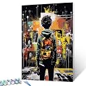 Banksy Street Graffiti Oil Painting Paint by Number Kits 16 x 20 inch Canvas DIY Oil Painting for Kids Students Adults Beginner with Brushes and Acrylic Pigment Home Wall Art Decor Artwork (Frameless)