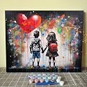 Banksy Two Little Playmates Oil Painting Street Graffiti Art Paint by Number Kits 16 x 20in Canvas DIY Oil Painting for Kids Adults with Brushes and Acrylic Paint Thankful Grateful Blessed Home Decor