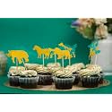 Jungle Safari Cupcake Toppers Set of 8 – Gold Glitter Animal Cake Decorations for Baby Showers, Birthdays &amp; Safari-Themed Parties
