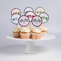 Race Car Cupcake Toppers – Set of 8 | Red &amp; Blue Car Cake Picks | Racing Theme Party Decorations for Kids | Boys Birthday Supplies | Fun Car Party Favors &amp; Cake Decor