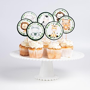 safari cupcake toppers set of 8  jungle animal theme cake decorations for kids birthday party wild one safari baby shower supplies cake and cupcake picks