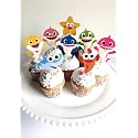 Set of 8 Baby Shark Cupcake Toppers | Fun Ocean-Themed Party Decorations |For Kids' Birthday Cake Picks | Underwater Shark Family Supplies
