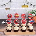 Set of 8 Cartoon Cars Cupcake Toppers | Colorful Car Party Decorations | Birthday Cake Picks | Kid's Cartoon Vehicle Theme Supplies