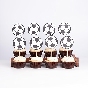 set of 8 football cupcake toppers  sports theme party decorations  birthday cake decorators  kids football party supplies