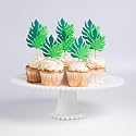 Set of 8 Jungle Leaves Cupcake Toppers | Tropical Party Decorations, Greenery Cake Picks | Jungle Theme Birthday Supplies