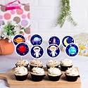 Space Cupcake Toppers – Set of 8 | Rocket &amp; Planet Cake Picks | Outer Space Theme Birthday Decorations for Kids | Fun Galaxy Party Supplies &amp; Cake Decor