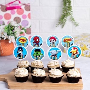 superhero avenger cupcake toppers set of 8  action-packed party decorations birthday cake decor kids39 superhero theme supplies