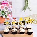 Trucks Cupcake Toppers Set of 8 | Construction Party Decorations, Birthday Cake Picks | Kids' Truck Theme Supplies.