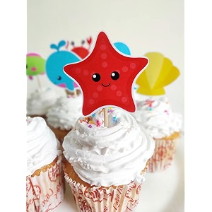 under the sea cupcake toppers set of 8  adorable ocean theme decorations birthday cake decor kids39 sea life party supplies
