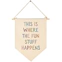 Banner Wall Decor for Boys Girls Kids Gift-Canvas Pennant Flag Wall Sign Decor Gift for Nursery Baby Room Playroom-Baby Gift Shower-This is Where The Fun Stuff Happens