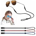 BANSTLE Eyeglasses Holder Strap - 3 Pcs Adjustable Eyewear String Lanyard Retainer - Sunglasses Strap for Men, Women and Kids - Eyeglass Holders Around Neck - Black, Red, Blue