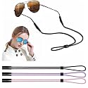BANSTLE Eyeglasses Holder Strap - 3 Pcs Adjustable Eyewear String Lanyard Retainer - Sunglasses Strap for Men, Women and Kids - Eyeglass Holders Around Neck - Black, Purple, Pink