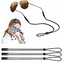 BANSTLE Eyeglasses Holder Strap - 3 Pcs Adjustable Eyewear String Lanyard Retainer - Sunglasses Strap for Men, Women and Kids - Eyeglass Holders Around Neck - Black