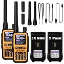 BAOFENG UV-5R Mini Two Way Radio BF-5R Mini Walkie Talkie Wireless Power Adjustable Tiny Size Frequency Copy 999 Channels Type-C Four Colors Portable Ham（2 Pack） (Orange)