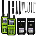 BAOFENG UV-5R Mini Two Way Radio BF-5R Mini Walkie Talkie Wireless Power Adjustable Tiny Size Frequency Copy 999 Channels Type-C Four Colors Portable Ham（2 Pack） (Green)