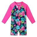 Girls One Piece Long Sleeve Swimsuit UPF 50+ UV Bathing Suit Zipper Closure Beach Rashguard Swimwear