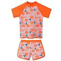 BAOHULU Girls Rash Guard Swimsuit Two Piece Bathing Suit UPF 50+ Short Sleeve Summer Beach Swimwear Size 3-14 Years