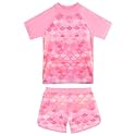 BAOHULU Girls Rash Guard Swimsuit Two Piece Bathing Suit UPF 50+ Short Sleeve Summer Beach Swimwear Size 3-14 Years