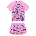 BAOHULU Girls Rash Guard Swimsuit Two Piece Bathing Suit UPF 50+ Short Sleeve Summer Beach Swimwear Size 3-14 Years