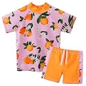BAOHULU Girls Short Sleeve Swimsuit Two Piece Floral UPF 50+ Rash Guard
