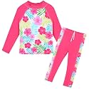 BAOHULU Girls Two Piece Swimsuit Long Sleeve Rash Guard for 2-14 Years