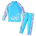 BAOHULU Girls Two Piece Swimsuit Long Sleeve Rash Guard for 2-14 Years