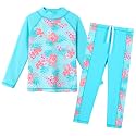 BAOHULU Girls Two Piece Swimsuit Long Sleeve Rash Guard for 2-14 Years