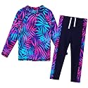 BAOHULU Girls Two Piece Swimsuit Long Sleeve Rash Guard for 2-14 Years