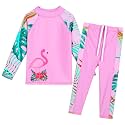 BAOHULU Girls Two Piece Swimsuit Long Sleeve Rash Guard for 2-14 Years