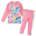 BAOHULU Girls Two Piece Swimsuit Long Sleeve Rash Guard for 2-14 Years