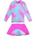 BAOHULU Girls Two-Piece Swimsuits Long Sleeve Rash Guard Bathing Suit 2-14Y