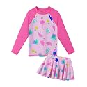 BAOHULU Girls Two-Piece Swimsuits Long Sleeve Rash Guard Bathing Suit 2-14Y