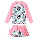 BAOHULU Girls Two-Piece Swimsuits Long Sleeve Rash Guard Bathing Suit 2-14Y