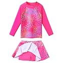 BAOHULU Girls Two-Piece Swimsuits Long Sleeve Rash Guard Bathing Suit 2-14Y