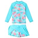 BAOHULU Girls Two-Piece Swimsuits Long Sleeve Rash Guard Bathing Suit 2-14Y