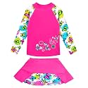 BAOHULU Girls Two-Piece Swimsuits Long Sleeve Rash Guard Bathing Suit 2-14Y
