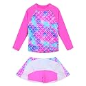 BAOHULU Girls Two-Piece Swimsuits Long Sleeve Rash Guard Bathing Suit 2-14Y