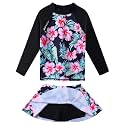 BAOHULU Girls Two-Piece Swimsuits Long Sleeve Rash Guard Bathing Suit 2-14Y