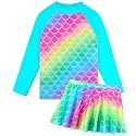 BAOHULU Girls Two-Piece Swimsuits Long Sleeve Rash Guard Bathing Suit 2-14Y