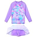 BAOHULU Girls Two-Piece Swimsuits Long Sleeve Rash Guard Bathing Suit 2-14Y