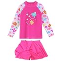 BAOHULU Girls Two-Piece Swimsuits Long Sleeve Rash Guard Bathing Suit 2-14Y