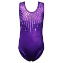 BAOHULU Gymnastics Leotards for Girls Shiny Jewels Kids Athletic Apperal Dance Outfit B199_Darkpurple_10A