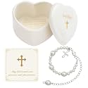 Baptism Gifts for Girl, S925 Cross Bracelet for Girls with Keepsake Box