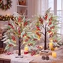 Baquler 2 Pcs LED Christmas Tree Lights Lamp Birch Trees Snow Pine Branches