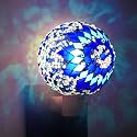 Baquler Turkish Night Light Plug in Wall - Moroccan Stained Glass Globe Lamp Bohemian Bedroom Decor Ambient Warm Light for Living Room Hallway Unique Gift for Women(Blue)